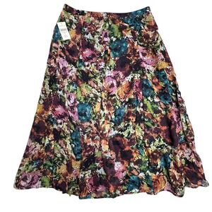 Coldwater Creek Skirt Womens Large Multicolor Floral Chiffon Flare Long Lined